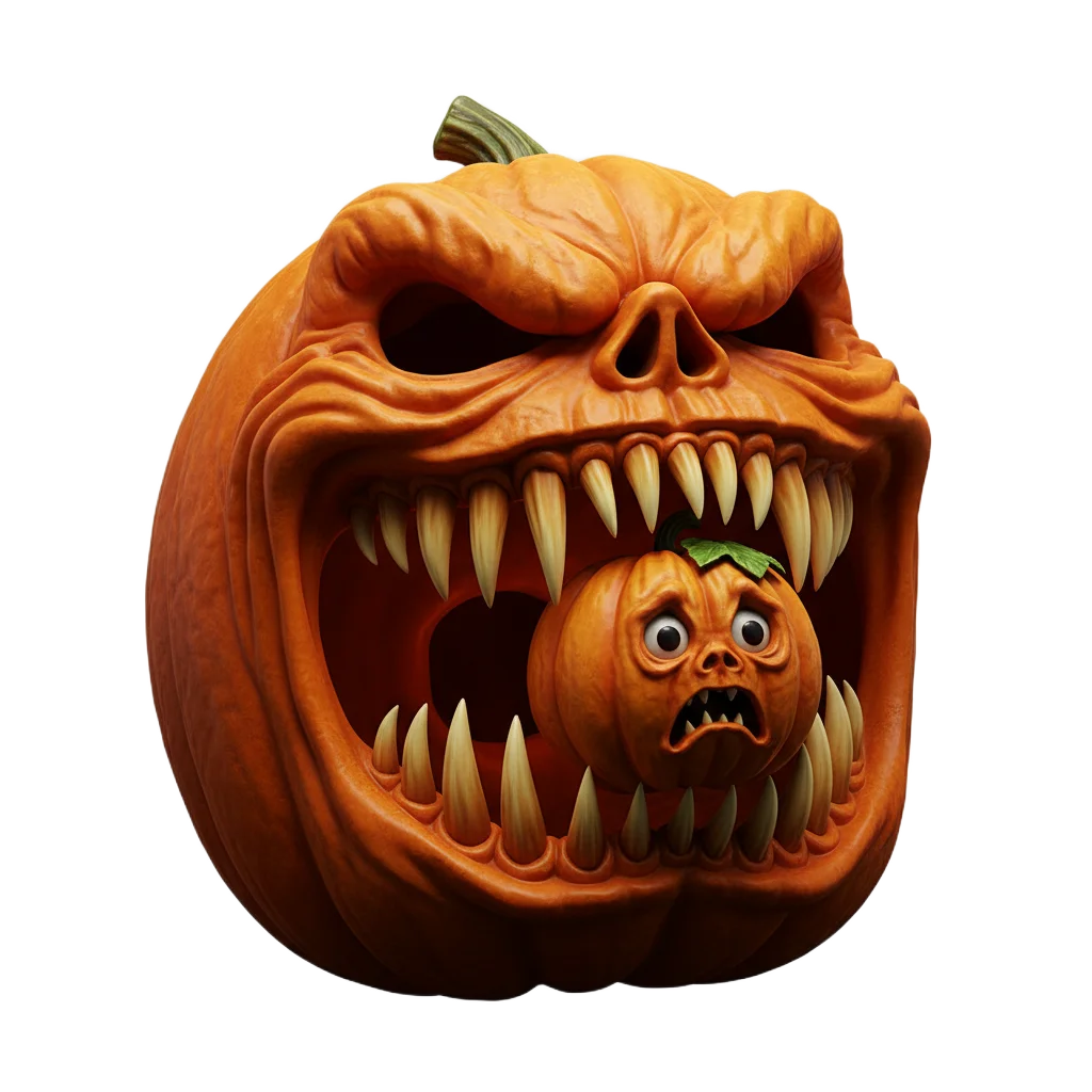 Pumpkin Eating Smaller Pumpkin Image