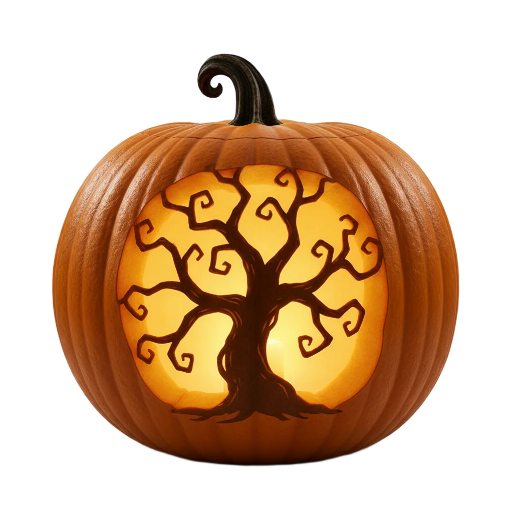 Creepy Tree Pumpkin Image