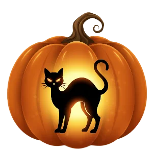Creepy Cat Silhouette Pumpkin Image